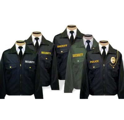 China 100% Silk Screen Custom Logo Winter Police Guard Nylon Waterproof Bomber Men's Security Officer Uniform Jacket for sale