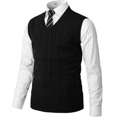 China Mens Safety Uniform Wool And Polyester Knitting Patterns Custom Mens Safety Cardigan Vest Sleeveless Sweater for sale