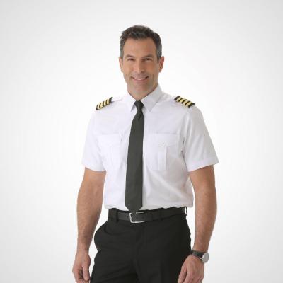 China Shirt Mens Short Sleeve Pilot Uniform Shirt Airline Uniform Shirts for sale