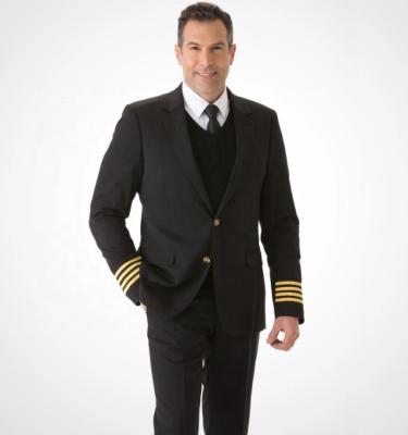 China High Quality Black Custom Airline Suits Captain Single Breasted Breeches Airline Design Jacket Pilot Uniform for sale