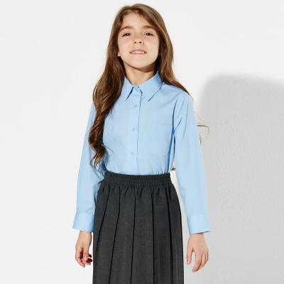 China Long Sleeve Shirt For Girls School Uniforms Girls School Uniforms Long Collar Primary Fade Shirt With Customer's Logo for sale