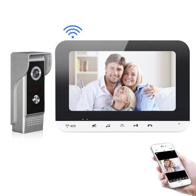 China Tuya Home Vila Hotels Bedroom Apartment Support 7 Inch Door Viewer Hole Camera Door Bell Wireless Audio Digital Key Touch Intercom Video Doorbell System for sale