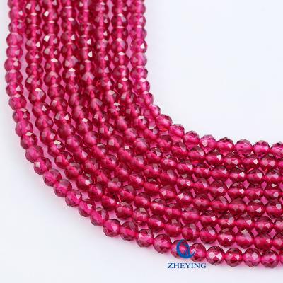 China Fuchsia Ruby Spinel Glass Loose Beads DIY Bracelet Factory Direct Sales 2mm for sale