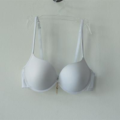 China Custom One Piece Sexy Push Up Tie Front Pendant Plain Lightly Padded Women Underwire Bra for sale