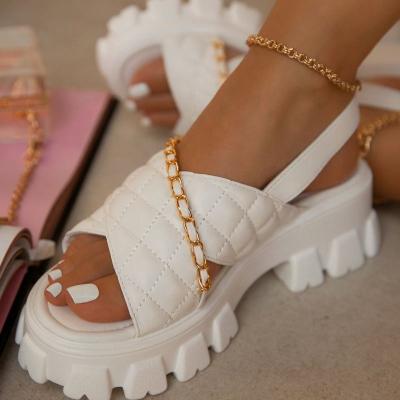 China Fashion Trend DM Summer Fashion UNIQUE Sandalia Sandalias de Mujer Cross Strap Chain Platform Sandals Women for sale