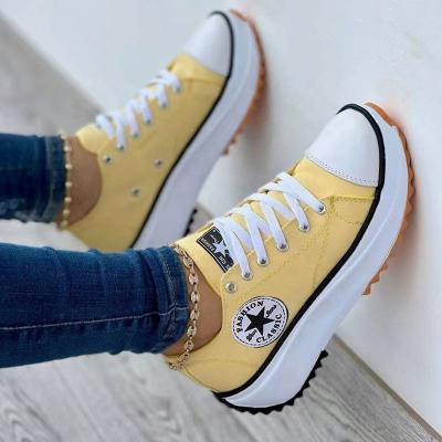 China 2022 autumn women's Insulative shoes breathable new canvas women's casual high-top shoes thick-soled lace-up shoes for sale