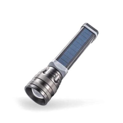 China 1.solar light 2.sensor newest waterproof promotional LED flashlight rechargeable torch lights high power Zoom-capable flashlight for sale