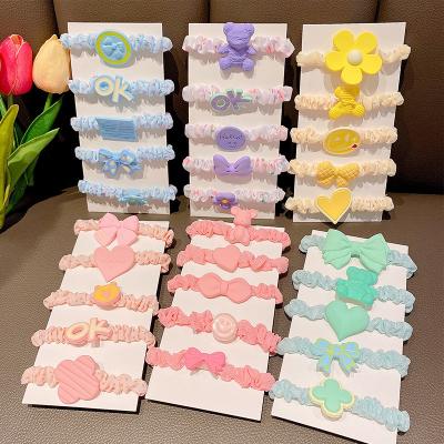 China Decoration fashion candy flowers cute flower girl lovely hair rope scrunchies cartoon hair tie soft elastic hair band for sale