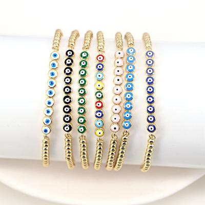 China 2022 CLASSIC Minimalist Gold Chains Enamel Colorful Round Eye Drip Oil Eye Bracelet for sale