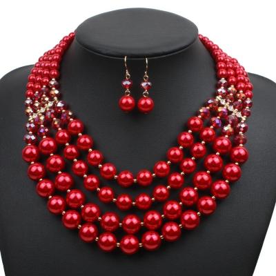 China FASHIONABLE Custom Multicolor Big Pearl Multi Layer Pearl Necklace Sets Freshwater Pearl Accessories Jewelry Set For Women Jewelry for sale