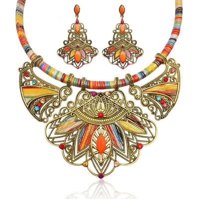 China FASHIONABLE Bohemian Exaggerated Colorful Seed Beads Bridal Jewelry Set Wedding African Gold Platted Jewelry Set For Woman Luxury for sale