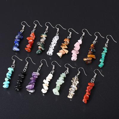 China New Chip Earrings Natural Crystal Stone irregular handmade FASHION beaded multicolor stone earrings tassel earrings for sale