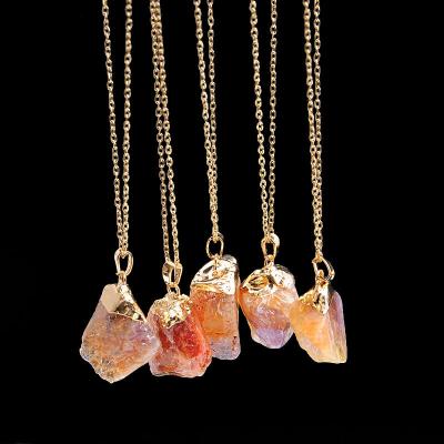 China Trendy Quartz Natural Stone Fashion Necklace Irregular Crystal Healing Stone Necklace For Women Pendant Necklaces for sale