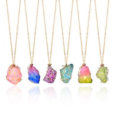 China Colorful Irregular Stone Pendant Necklace Crystal Necklaces For Women Vintage New Arrivals FASHIONABLE Natural Stone Necklace for sale