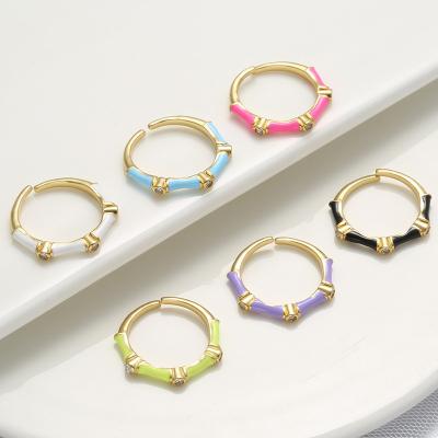 China FASHIONABLE Colored Open Black Blue Enamel Candy Drip Oil Drip Oil Bamboo Rings for sale