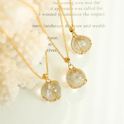 China The pure and fresh personality design glass ball gold-plated necklace romantic dreamy ball elf transparent pendant necklace women for sale