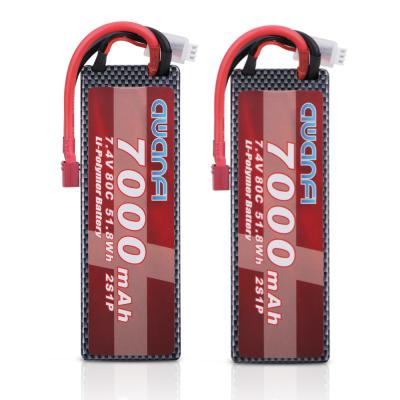 China High quality hot sale 7.4v 7000mah lithium battery for Rc tank car drone 2 PACKS for sale