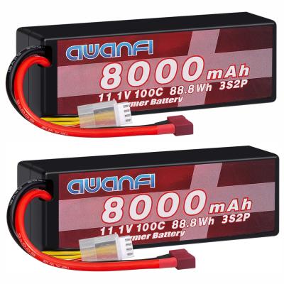 China Toys 3s Lipo Battery 11.1V 8000mAh 100C RC Lipo Battery Pack with T Connector for Quadcopter, RC Cars Truck Airplane Helicopter 2PACK for sale