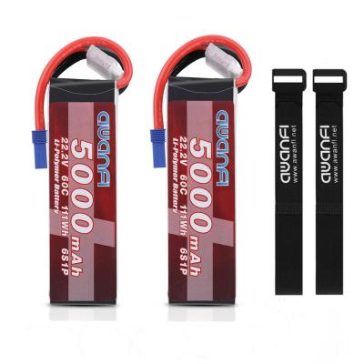 China AWANFI 2Pcs 5000mAh 22.2V 6S LiPo 60C EC5 Toys Battery for RC Car Truck Helicopter FPV Drone for sale