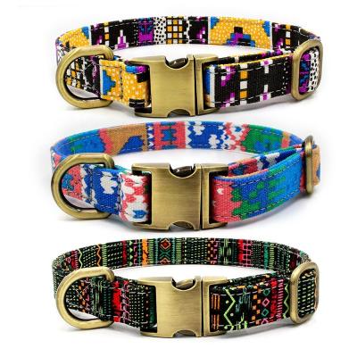 China Custom Bohemia Double Layer Webbing Personalized Dog Collar Safety Buckle for sale