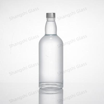 China Beverage Free Samples Customized Logo Round Super Flint Empty Whiskey Rum Gin Tequila Vodka Brandy 200ml 500ml 750ml Glass Bottle for sale