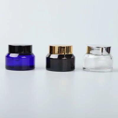 China 5g 10g 15g 30g 50g 100g cosmetic clear frosted glass cosmetic jar for cream lip balm for sale