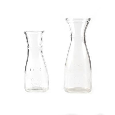 China 250ml 300ml 500ml 750ml 1L Viable Clear Juice Bottle Glass Milk Bottle With Metal Lid Drink Bottle for sale