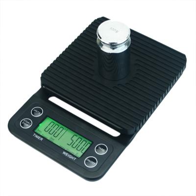 China High Precision 5kg/0.1g Digital LCD Drip Coffee Scale With Timer Portable Electronic Kitchen Scale 64*26.5mm for sale