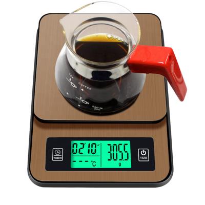 China ABS+Stainless Steel LCD Display Electronic Scale High Precision Coffee Timing With 3KG/0.1g Temperature Probe Digital Kitchen Scale Portable Food Weight for sale