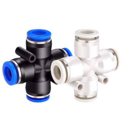 China Building Material Shops Cross Type Vacuum Pipe Joint Black Series Quick Plug PZA for sale