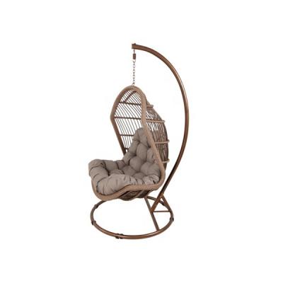 China UV Resistance Out Door Waterproof PE Rattan Swing Hanging Chair With Metal Stand for sale