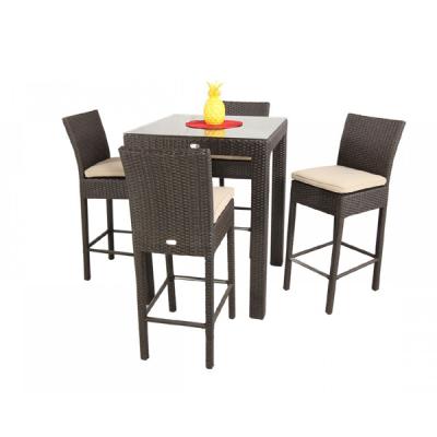 China Small modern high quality UV PE rattan resistance bar chair and table set for 4 person for sale