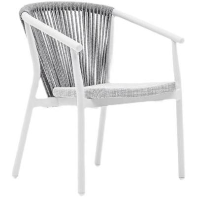 China Modern UV Resistance Outside Garden Patio Aluminum Furniture White Armchair With Rope Cover for sale