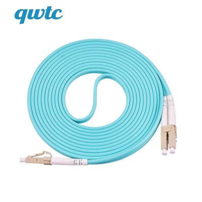 China Indoor Outdoor FTTH LC to LC UPC APC 2.0mm/3.0mm OM3 Aqua Color 2 Core Multimode Duplex Cable Fiber Optic Patch Cord Length for sale