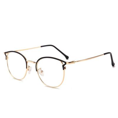 China 2021 Anti Comfortable Comfortable Blue Optical Glass Metal Glasses Frames Monturas De Gafas Hombre de Cat Eye Specs Gold Alloy for sale