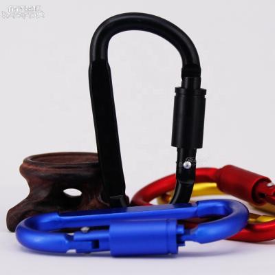 China Durable Cheap 8 D Locking Aluminum Alloy Flat Metal Carabiner Hooks for sale