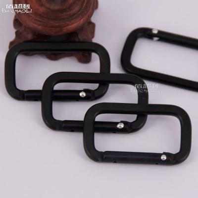 China Lightweight Square Black Aluminum Alloy Carabiner Snap Hooks for sale