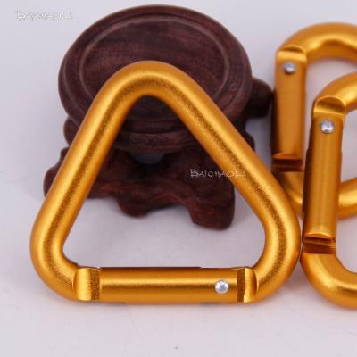 China Heavy industry aluminum alloy yellowk triangle spring carabiner hooks for sale