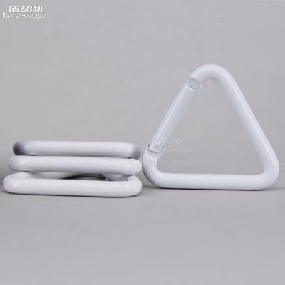 China Heavy industry baichao 5# triangle aluminum alloy white logo can be customized spring hook carabiner for sale