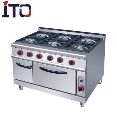 China G776 Guangdong Supplier Commercial 6 Burner Traditional Gas Stove With Gas Oven For Sale for sale