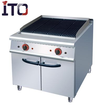 China EL907 Traditional Commercial Restaurant Kitchen Cooking Equipment Gas / Lava Rock Grill With Electric Cabinet for sale