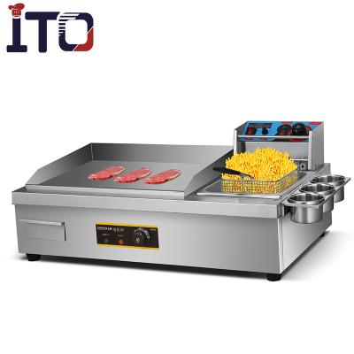 China factory manufacture professional kitchen equipment multifunctional 100% electric griddle with deep fryer ASQ 880 for sale