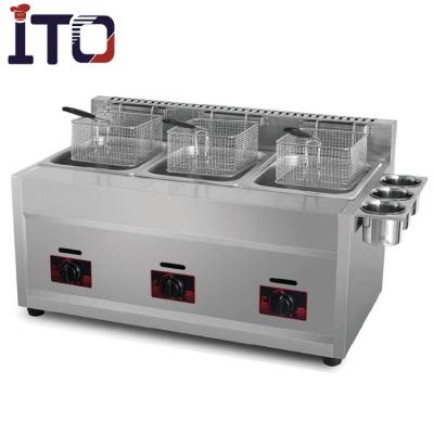 China Factory Direct Sale ASQ-71 Chicken Deep Fryer Three Tanks Chicken Hotels Factory Direct Gas Deep Fryer Table Top for sale