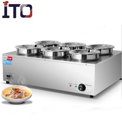 China 100% Manufacture ASQ 66 Comercial Cooking Equipment 6 Pots Stainless Steel Food Warmer , Worktop Electric Bain Marie for sale