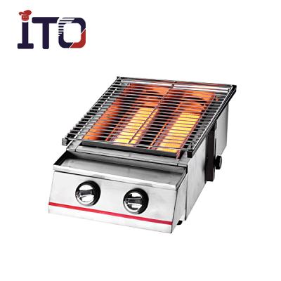 China 2 Burner LPG Table Top BBQ Equipment Easily Cleaned Outdoor Gas Grll for sale