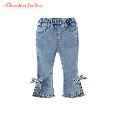 China New Drop Waist Viable Elastic High Quality Rocket Jeans Factory Factory Girls Denim Pant Girls Jeans Hot Kids Pants for sale