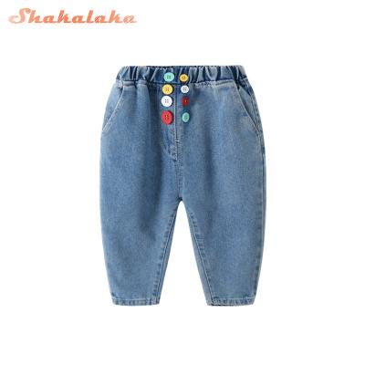 China 2022 viable autumn new boys and girls pants color spring and button ripped jeans for sale