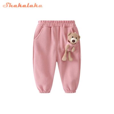 China 2022 New Winter Viable Casual Girls Wear Fashion Solid Color Cartoon Children Soft Straight Pants for sale