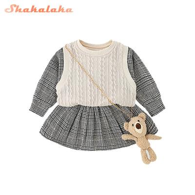 China Autumn Girl Kids Dress Solid Washable Color Baby Casual Dress Kids Clothes Babies Party Casual Outfit Long Sleeve Dress for sale