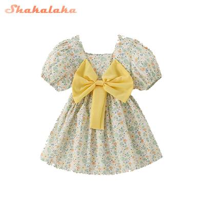 China Floral Design Washable Summer Girl Dresses Baby Kids Cotton Dresses for sale